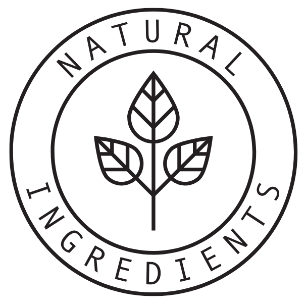 Logo with 'Natural Ingredients' text and leaf design on a white background
