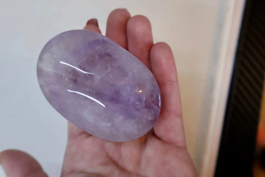 Amethyst Palm Stone - Translucent Purple Gemstone, Smooth and Calming - Wax | Wane - Natural Crystal - 1
