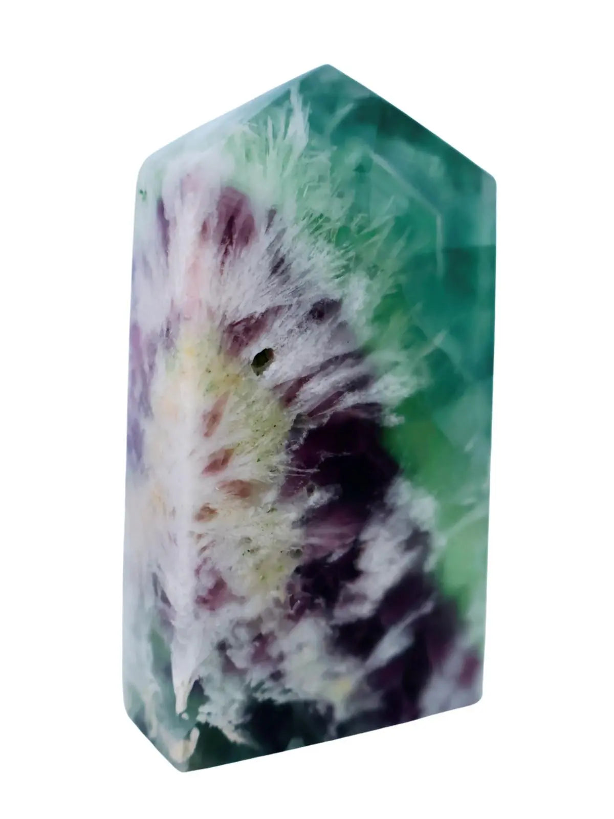 Fluorite Pentagon Column, Untreated Crystal Gemstone in Vibrant Blue, Green, and Purple, 3 - 4" - Wax | Wane