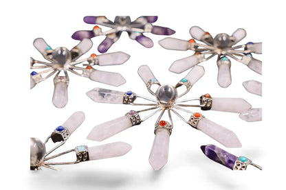 Amethyst, Clear Quartz & Rose Quartz Suncatcher – Modern Window Decor | Real Gemstone, Handcrafted Elegance - Wax | Wane