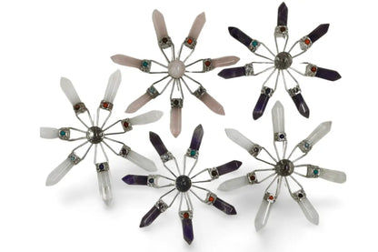 Amethyst, Clear Quartz & Rose Quartz Suncatcher – Modern Window Decor | Real Gemstone, Handcrafted Elegance - Wax | Wane