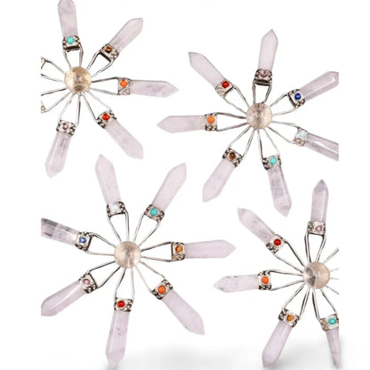 Amethyst, Clear Quartz & Rose Quartz Suncatcher – Modern Window Decor | Real Gemstone, Handcrafted Elegance - Wax | Wane