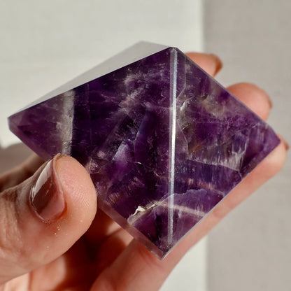 Amethyst Crystal Pyramid – 2” Carved Geometric Mineral from Brazil - Wax | Wane