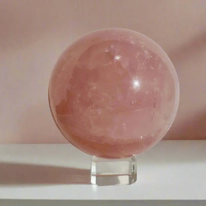 Amethyst or Rose Crystal Ball – Large 3" Sphere, Modern and Meaningful, Zig Zag, Stripe Patterns - Wax | Wane