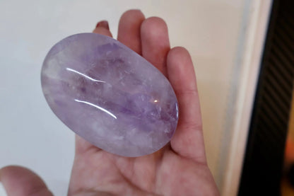 Amethyst Palm Stone - Translucent Purple Gemstone, Smooth and Calming - Wax | Wane - Natural Crystal - 1