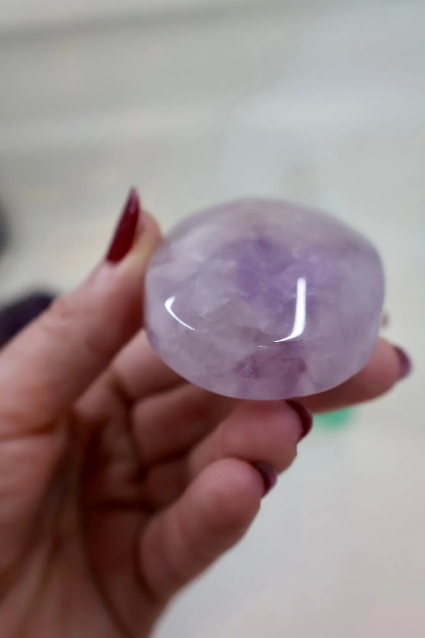 Amethyst Palm Stone - Translucent Purple Gemstone, Smooth and Calming - Wax | Wane - Natural Crystal - 2