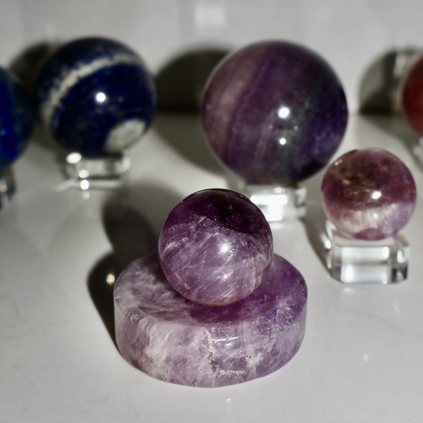 Amethyst Premium Sphere – Polished Crystal Ball of Clarity & Calm (Translucent Purple, Pocket Size ~0.75") - Wax | Wane