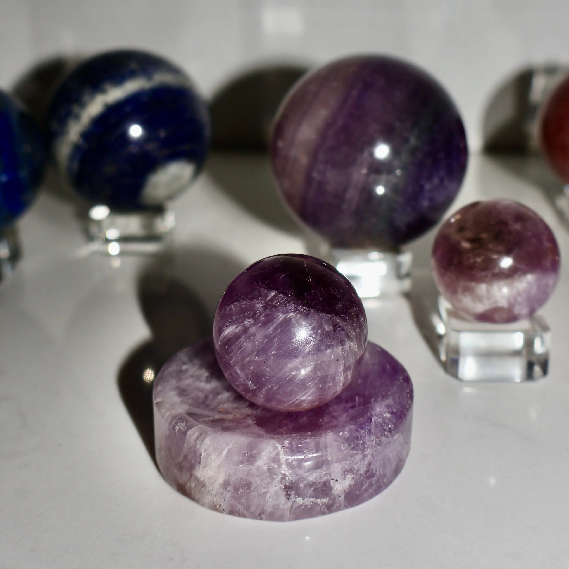 Amethyst Premium Sphere – Polished Crystal Ball of Clarity & Calm (Translucent Purple, Pocket Size ~0.75") - Wax | Wane