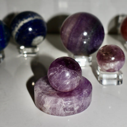 Amethyst Premium Sphere – Polished Crystal Ball of Clarity & Calm (Translucent Purple, Pocket Size ~0.75") - Wax | Wane