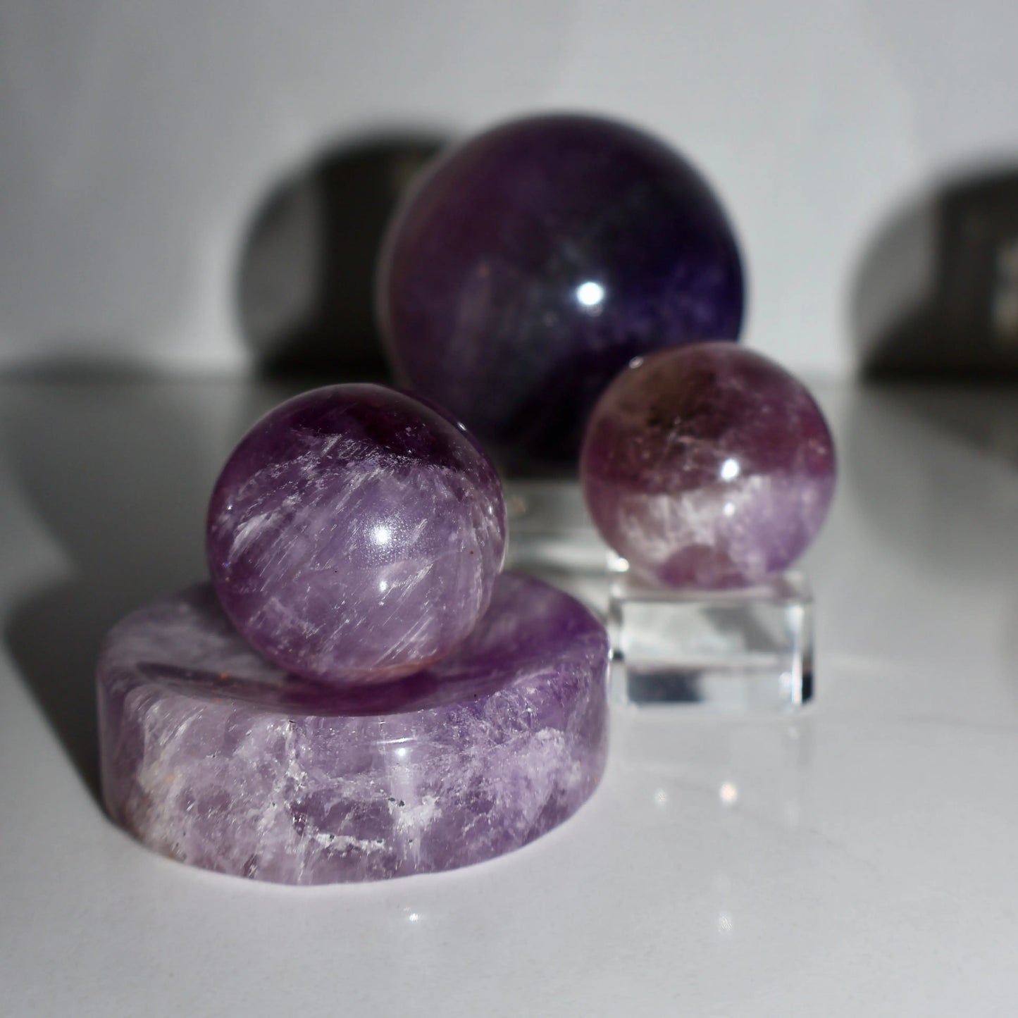 Amethyst Premium Sphere – Polished Crystal Ball of Clarity & Calm (Translucent Purple, Pocket Size ~0.75") - Wax | Wane