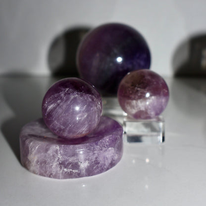 Amethyst Premium Sphere – Polished Crystal Ball of Clarity & Calm (Translucent Purple, Pocket Size ~0.75") - Wax | Wane