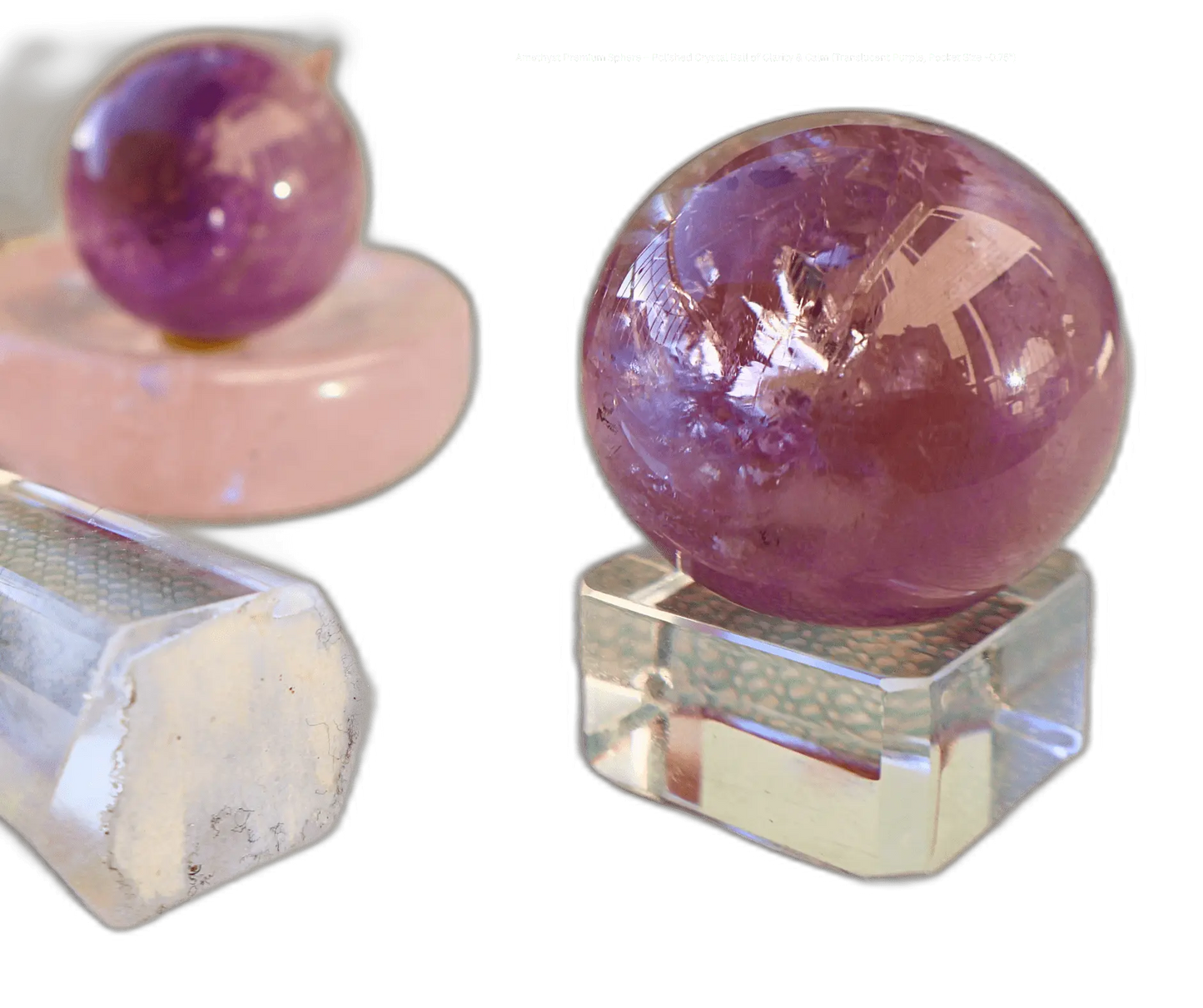 Amethyst Premium Sphere – Polished Crystal Ball of Clarity & Calm (Translucent Purple, Pocket Size ~0.75") - Wax | Wane