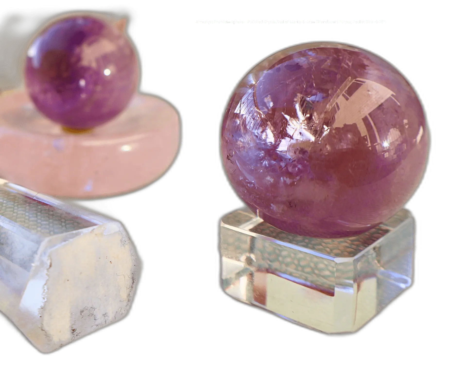 Amethyst Premium Sphere – Polished Crystal Ball of Clarity & Calm (Translucent Purple, Pocket Size ~0.75") - Wax | Wane