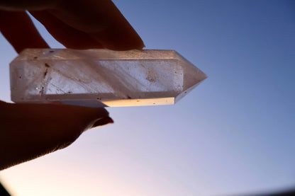 Clear Quartz Crystal Mineral Point with Natural Inclusions, 3" Obelisk Tower - Wax | Wane
