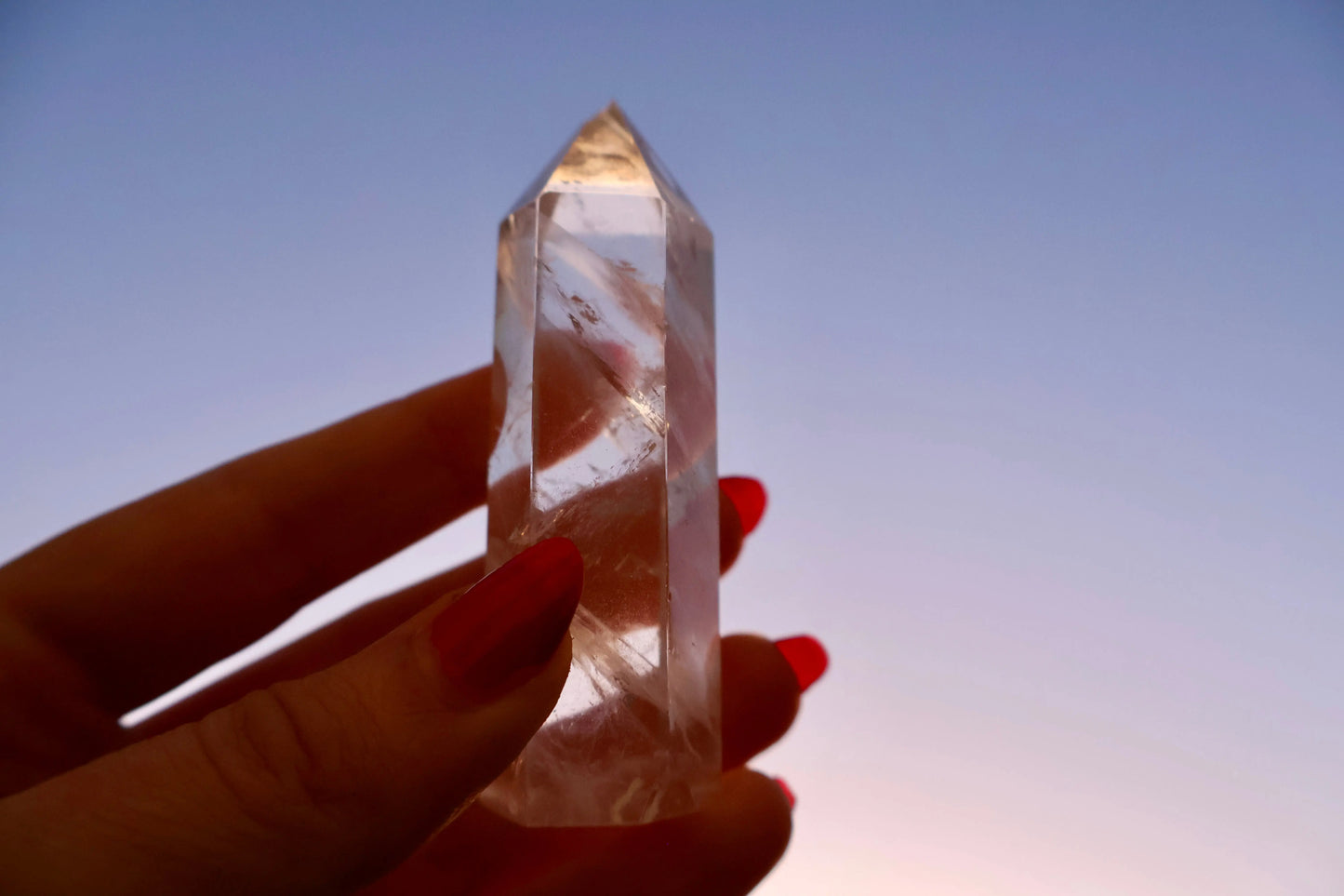 Clear Quartz Crystal Mineral Point with Natural Inclusions, 3" Obelisk Tower - Wax | Wane