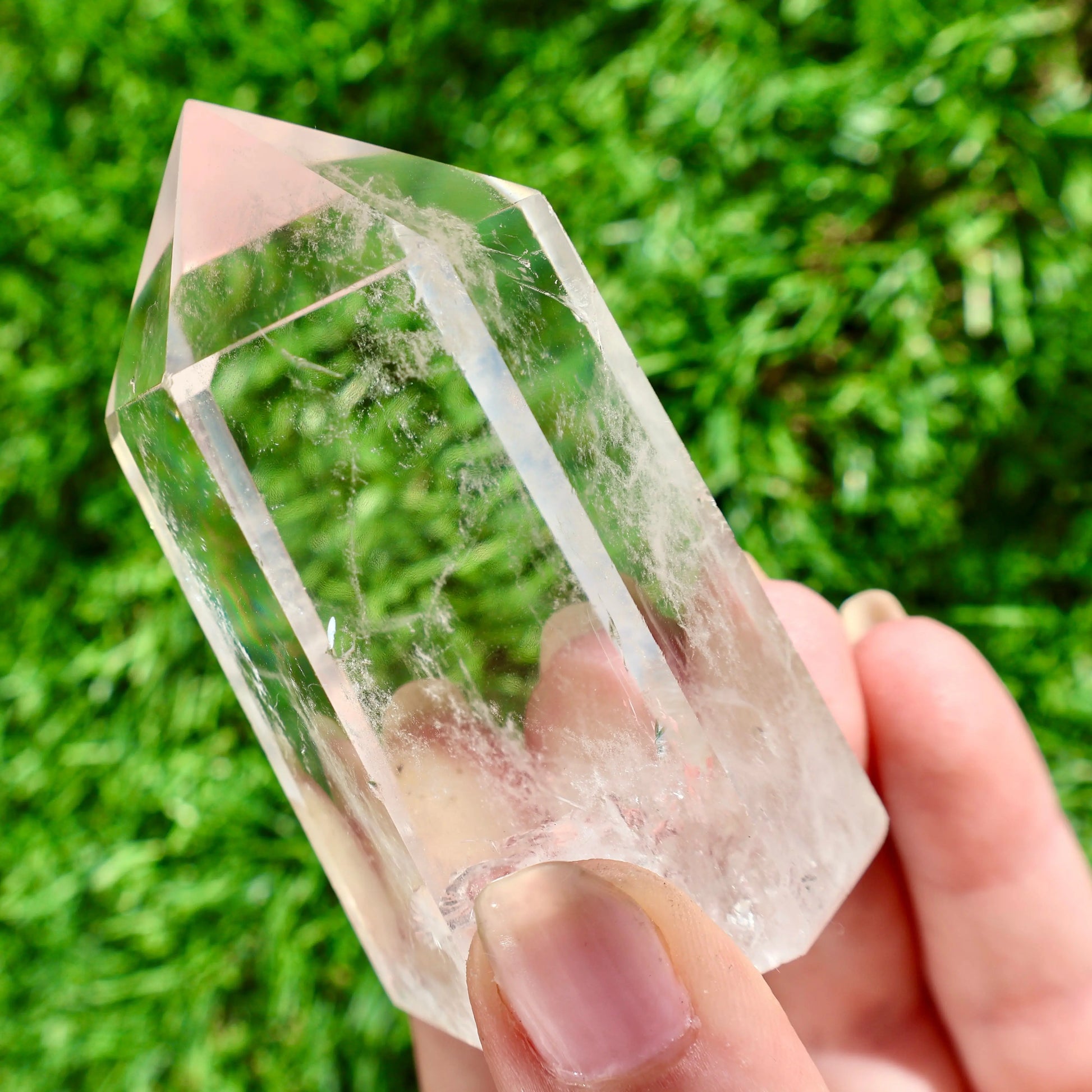 Clear Quartz Crystal Point – Thick, Stabilized Obelisk | Large High - Clarity Tower - Wax | Wane