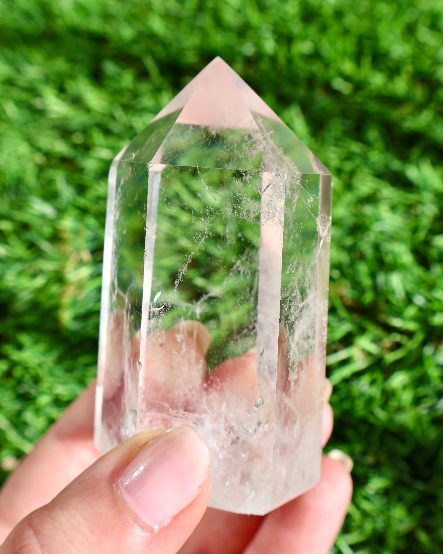Clear Quartz Crystal Point – Thick, Stabilized Obelisk | Large High - Clarity Tower - Wax | Wane