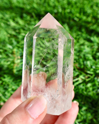Clear Quartz Crystal Point – Thick, Stabilized Obelisk | Large High - Clarity Tower - Wax | Wane