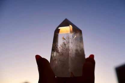 Clear Quartz Crystal Point – Thick, Stabilized Obelisk | Large High - Clarity Tower - Wax | Wane