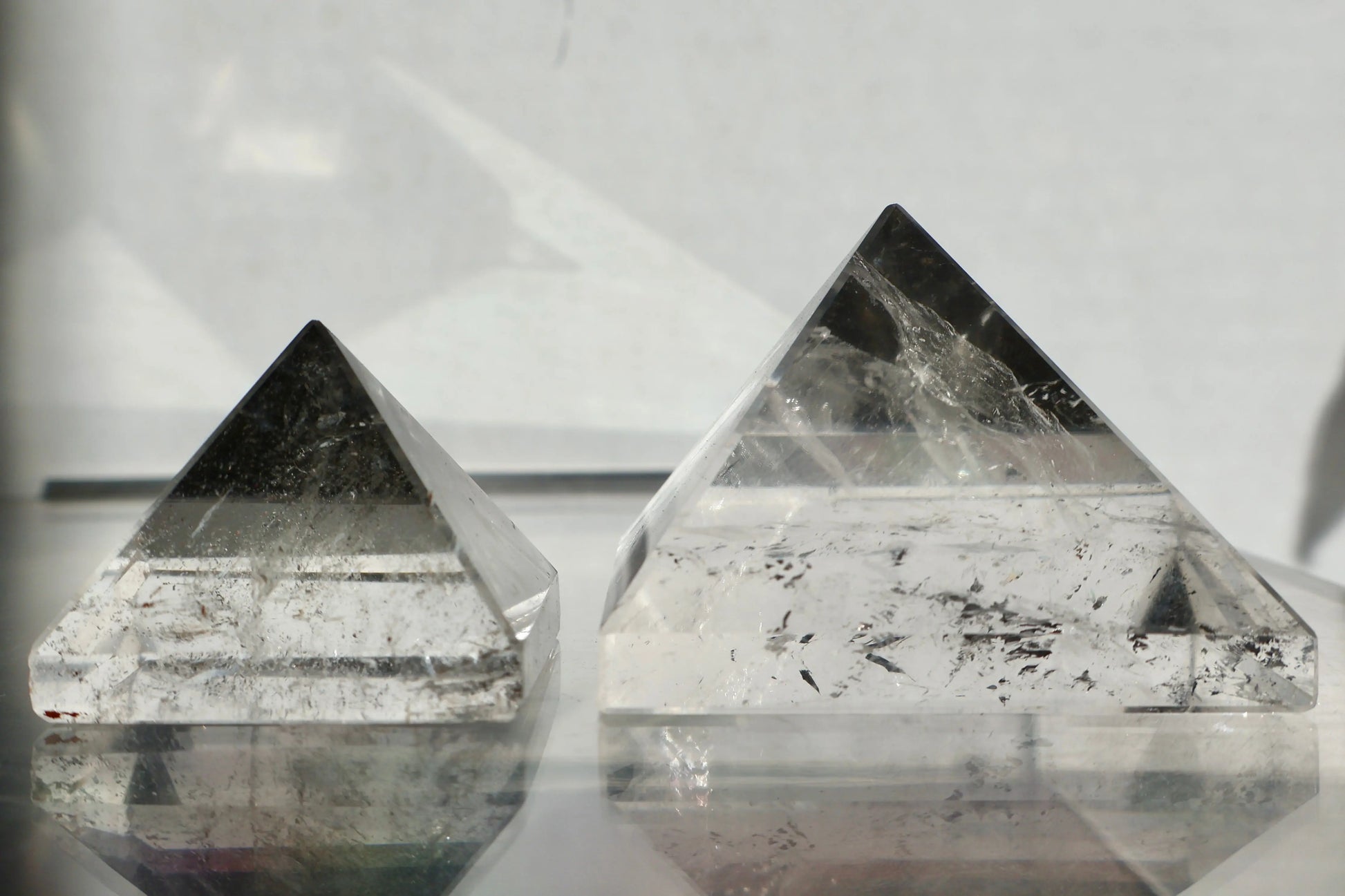 Clear Quartz Pyramid – 2" Geometric Cut for Clarity & Display | Mined in Brazil - Wax | Wane