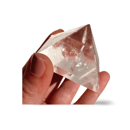 Clear Quartz Pyramid – 2" Geometric Cut for Clarity & Display | Mined in Brazil - Wax | Wane