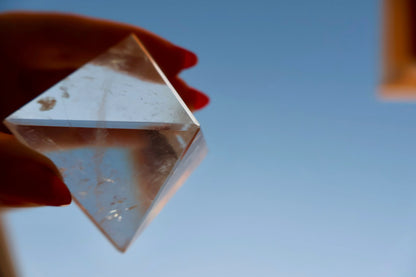 Crystal Pyramid – 1" Fluorite or Clear Quartz Precision Cut Mineral Gemstone, Pristine and Timeless ❇️ - Wax | Wane