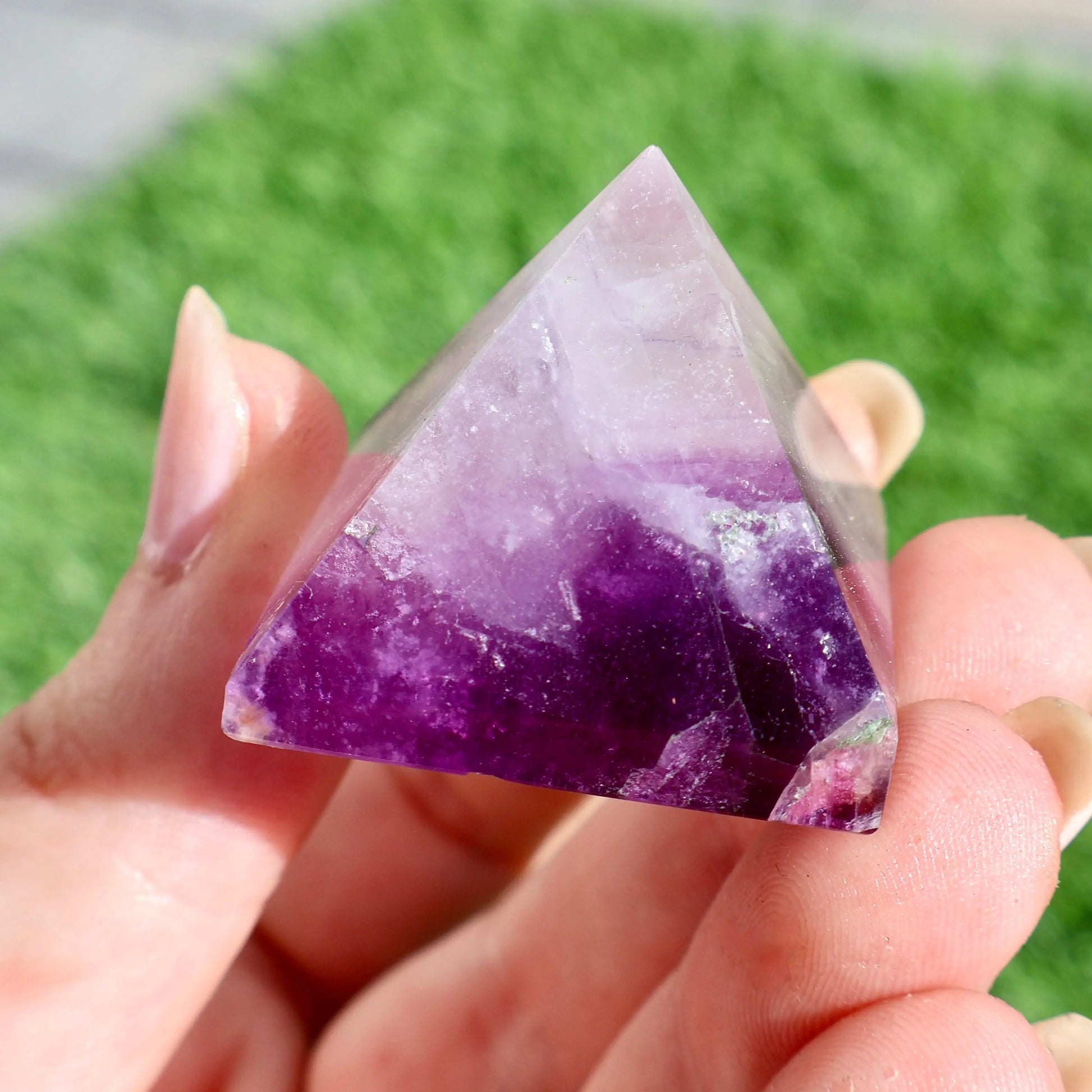 Crystal Pyramid – 1" Fluorite or Clear Quartz Precision Cut Mineral Gemstone, Pristine and Timeless ❇️ - Wax | Wane