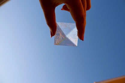 Crystal Pyramid – 1" Fluorite or Clear Quartz Precision Cut Mineral Gemstone, Pristine and Timeless ❇️ - Wax | Wane