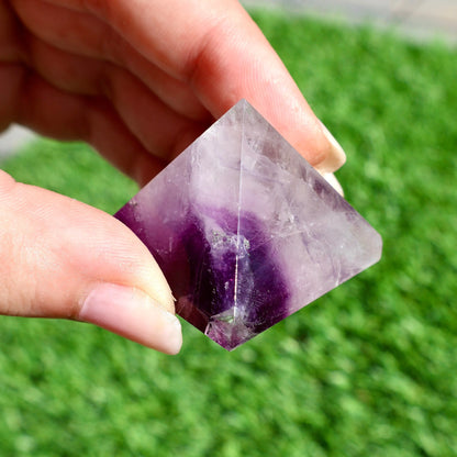 Crystal Pyramid – 1" Fluorite or Clear Quartz Precision Cut Mineral Gemstone, Pristine and Timeless ❇️ - Wax | Wane