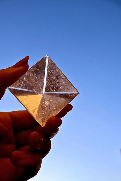 Crystal Pyramid – 1" Fluorite or Clear Quartz Precision Cut Mineral Gemstone, Pristine and Timeless ❇️ - Wax | Wane