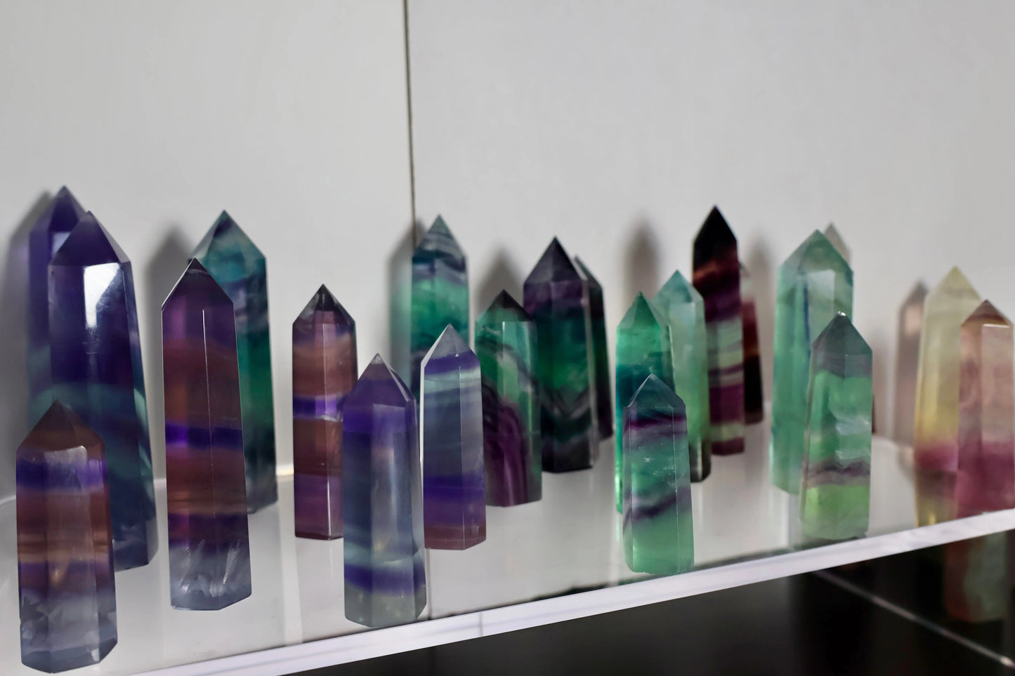 Fluorite Obelisk Point - Colorful, Banded and Natural Crystal, Geometric Decor - Wax | Wane