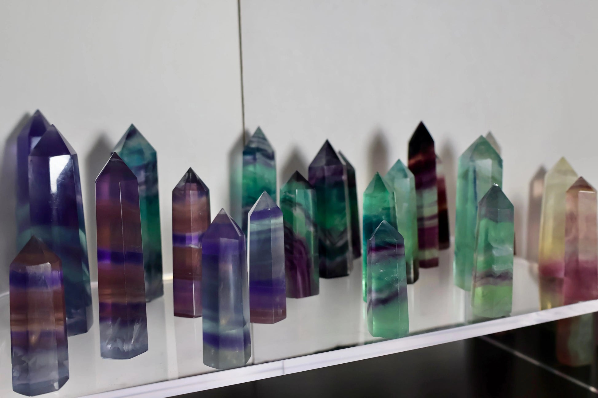 Fluorite Obelisk Point - Colorful, Banded and Natural Crystal, Geometric Decor - Wax | Wane