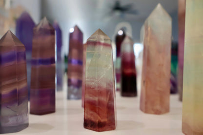 Fluorite Obelisk Point - Colorful, Banded and Natural Crystal, Geometric Decor - Wax | Wane