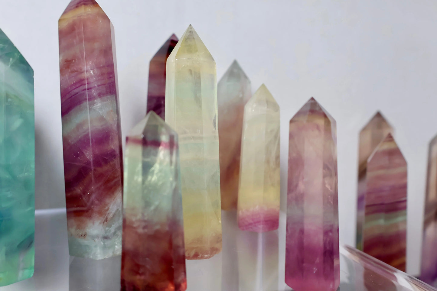Fluorite Obelisk Point - Colorful, Banded and Natural Crystal, Geometric Decor - Wax | Wane