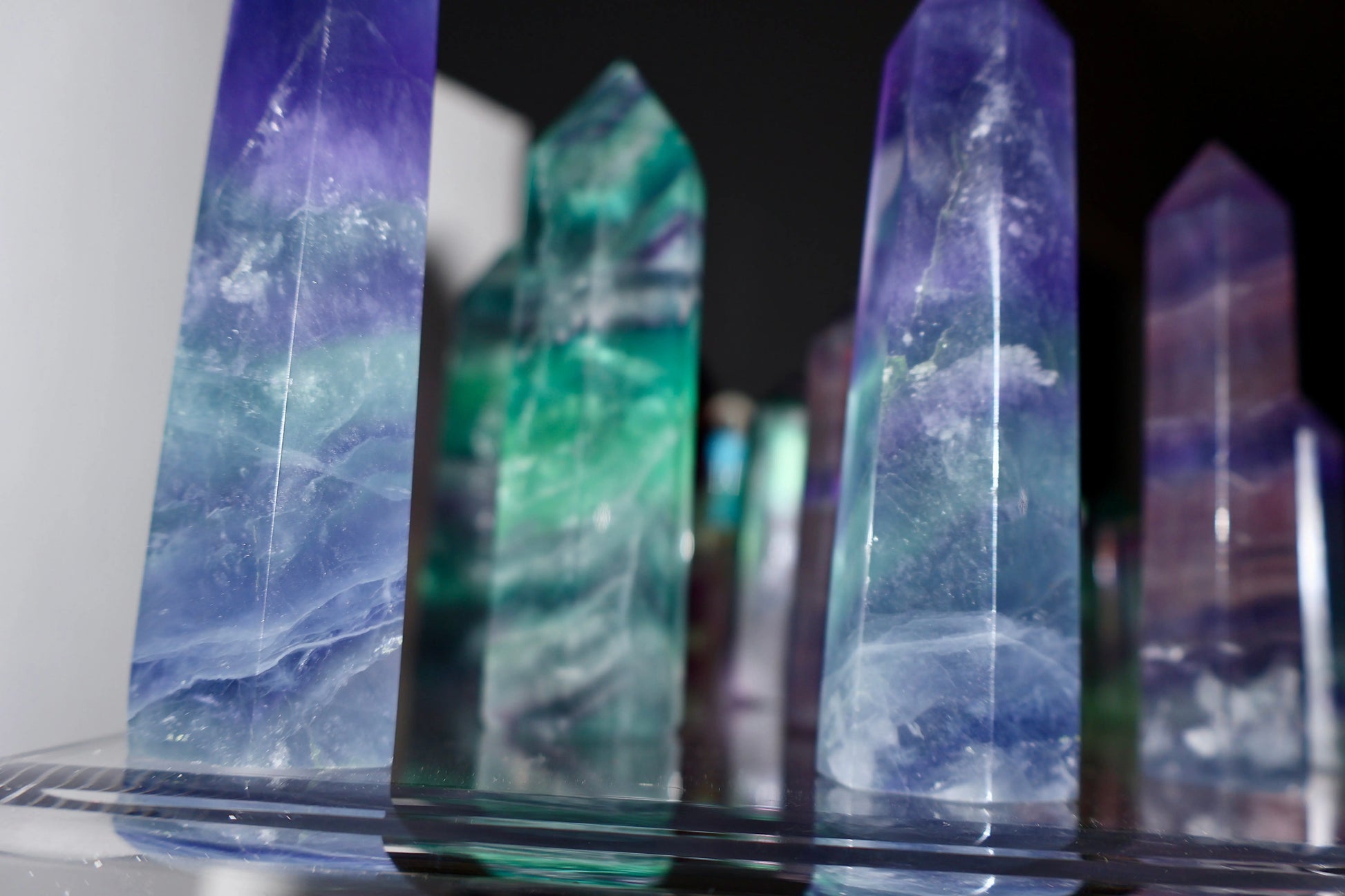 Fluorite Obelisk Point - Colorful, Banded and Natural Crystal, Geometric Decor - Wax | Wane