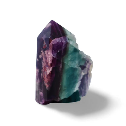 Fluorite Tetrahedron Column – Unpolished 3.5" Green, Blue & Purple Crystal | Naturally Formed Geometry - Wax | Wane