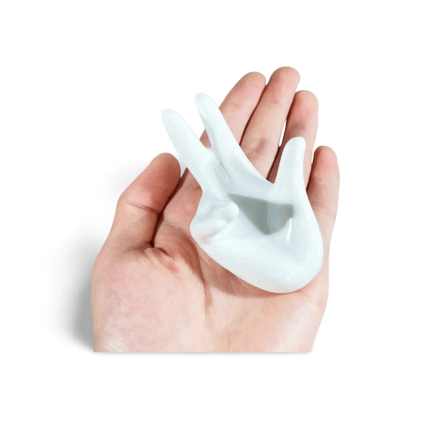 Glossy Ceramic Hand Stand – Decorative Display Holder for Crystal or Jewelry - Wax | Wane
