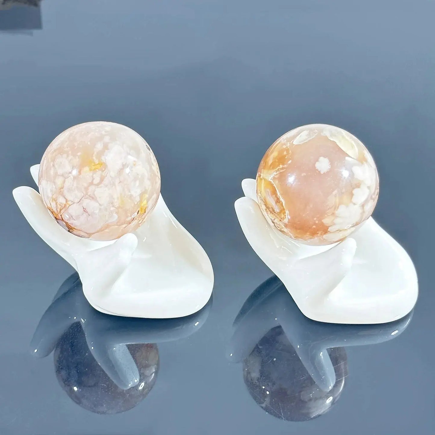 Glossy Ceramic Hand Stand – Decorative Display Holder for Crystal or Jewelry - Wax | Wane