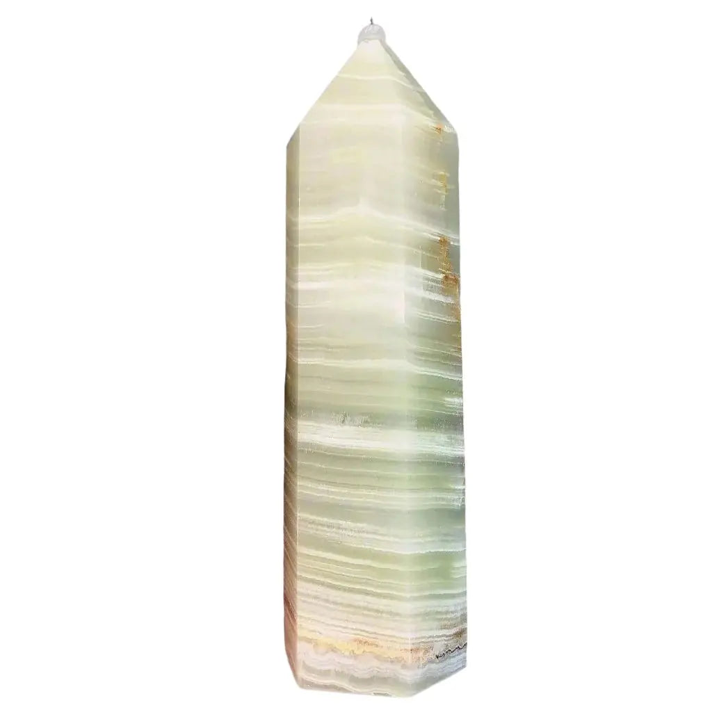 Jade Stone Tower - Lime Green Natural Decor for Balance, 4 Inches - Wax | Wane