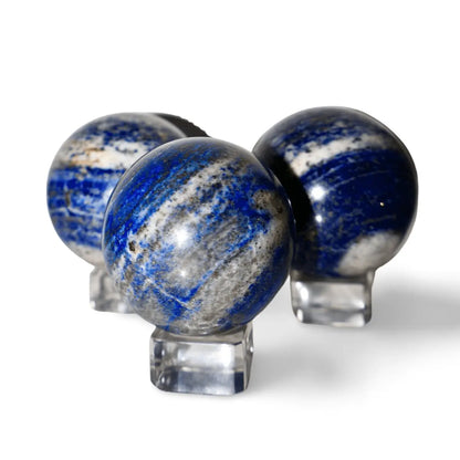 Lapis Lazuli Crystal Sphere – 1.5" Solid Gemstone with Pyrite | Inspired by Ancient Egypt & Museum - Grade Mineralogy - Wax | Wane
