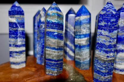 Lapis Lazuli Obelisk - Authentic Quality Gemstone for Wisdom and Truth, Decorative 4 - Inch Tall - Wax | Wane