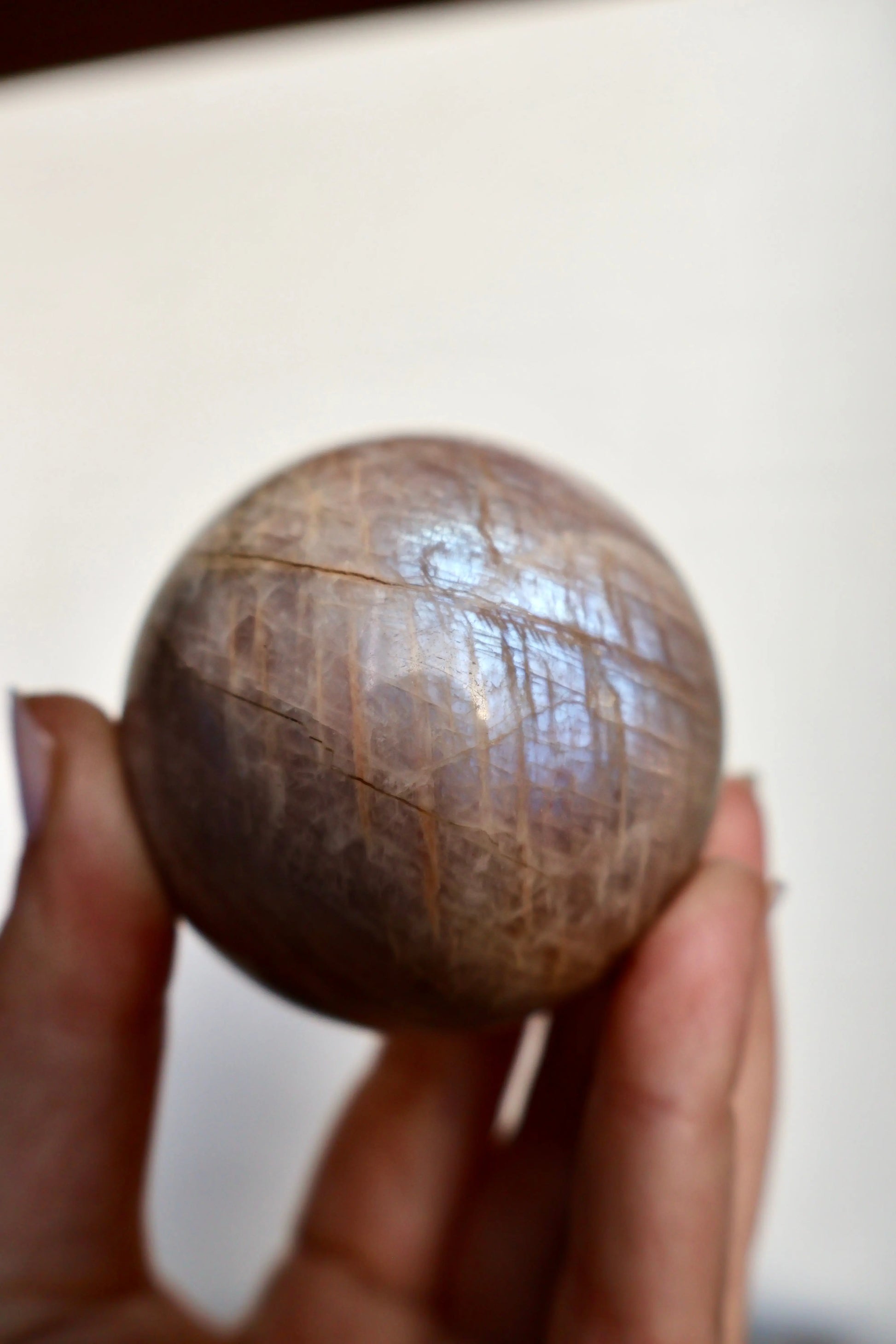 Moonstone Crystal Ball - Natural Prismatic Aura, Intuition and Awareness Stone Sphere, 1.5" - Wax | Wane