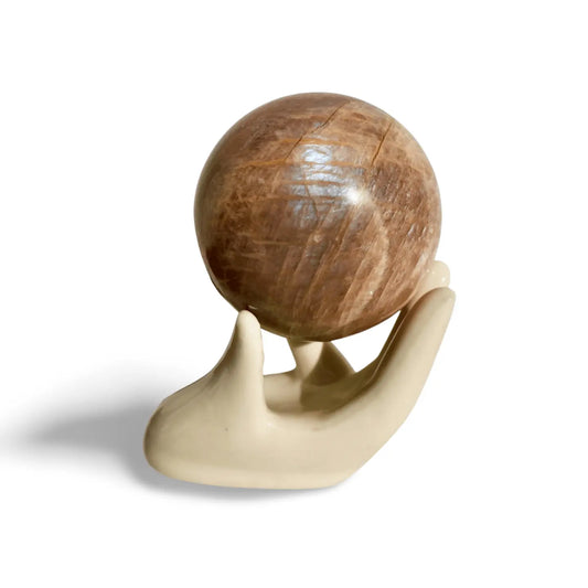 Moonstone Crystal Ball - Natural Prismatic Aura, Intuition and Awareness Stone Sphere, 1.5" - Wax | Wane