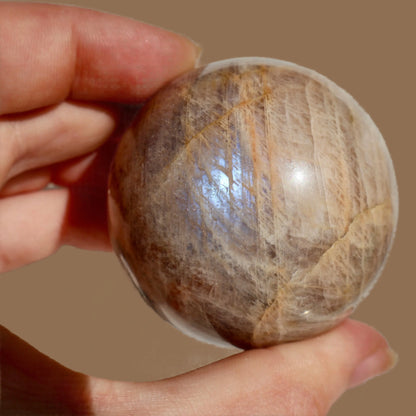 Moonstone Crystal Ball - Natural Prismatic Aura, Intuition and Awareness Stone Sphere, 1.5" - Wax | Wane