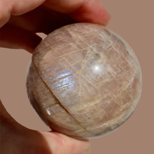 Moonstone Crystal Ball - Natural Prismatic Aura, Intuition and Awareness Stone Sphere, 1.5" - Wax | Wane