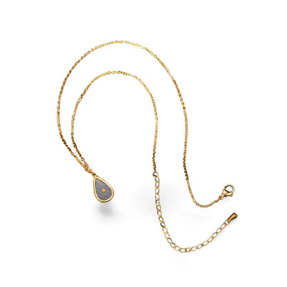 Mustard Seed Faith Necklace – Gold Teardrop Pendant | Stainless Steel Christian Jewelry - Wax | Wane