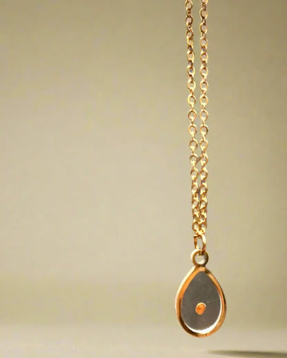Mustard Seed Faith Necklace – Gold Teardrop Pendant | Stainless Steel Christian Jewelry - Wax | Wane