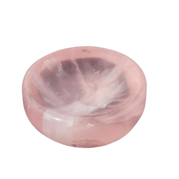 natural Rose Quartz & Amethyst Crystal Bowl in close-up shot