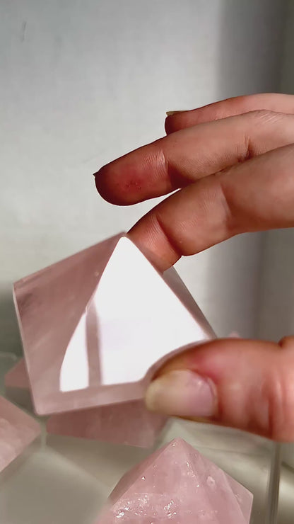 Rose Quartz Crystal Pyramid – Precision Cut and Polished Gemstone Sculpture (1–2 Inches)