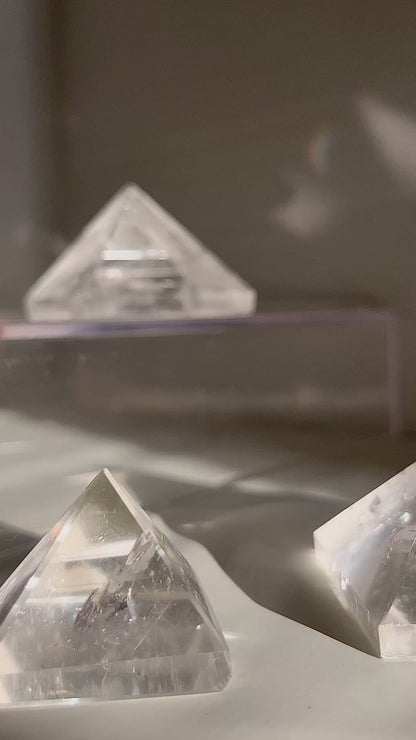 Clear Quartz Pyramid – 1.5" Geometric Cut for Clarity & Display | Mined in Brazil